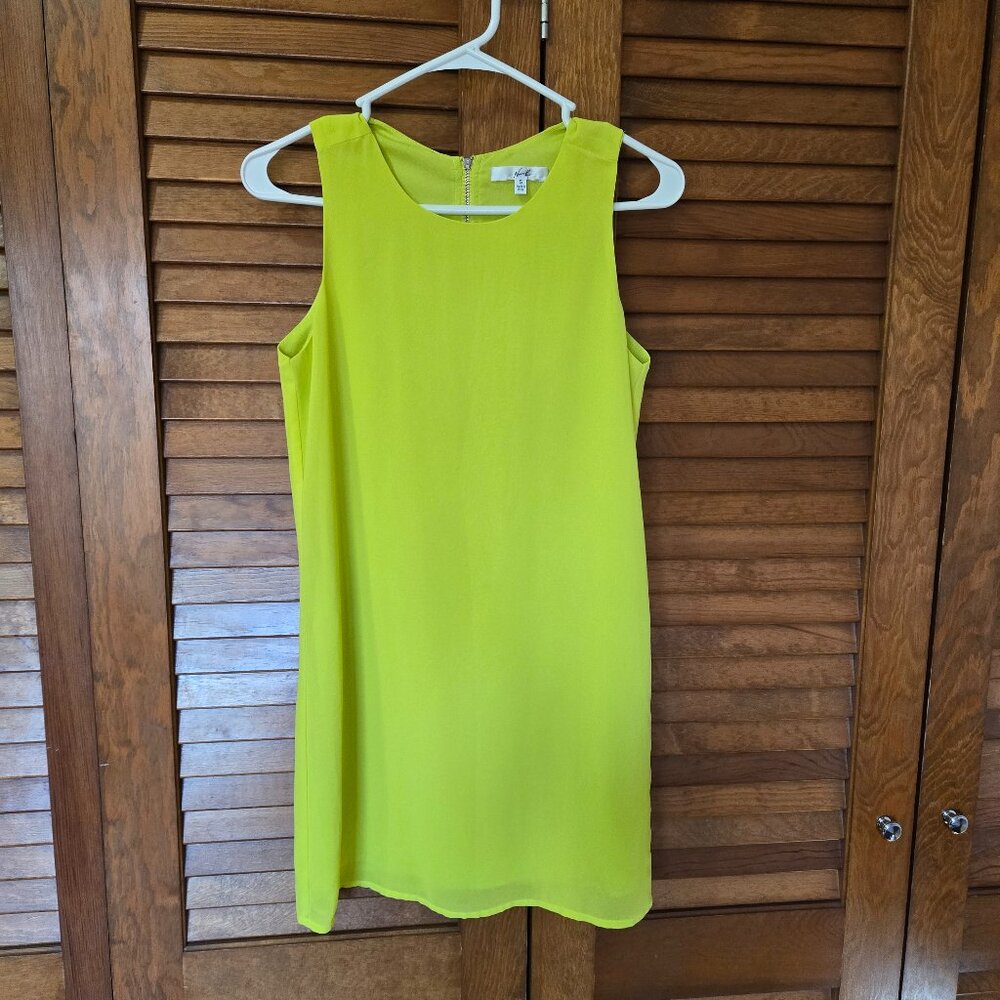 Norah Shift Dress Neon Yellow Lined Size Small Crew Neck Sleeveless